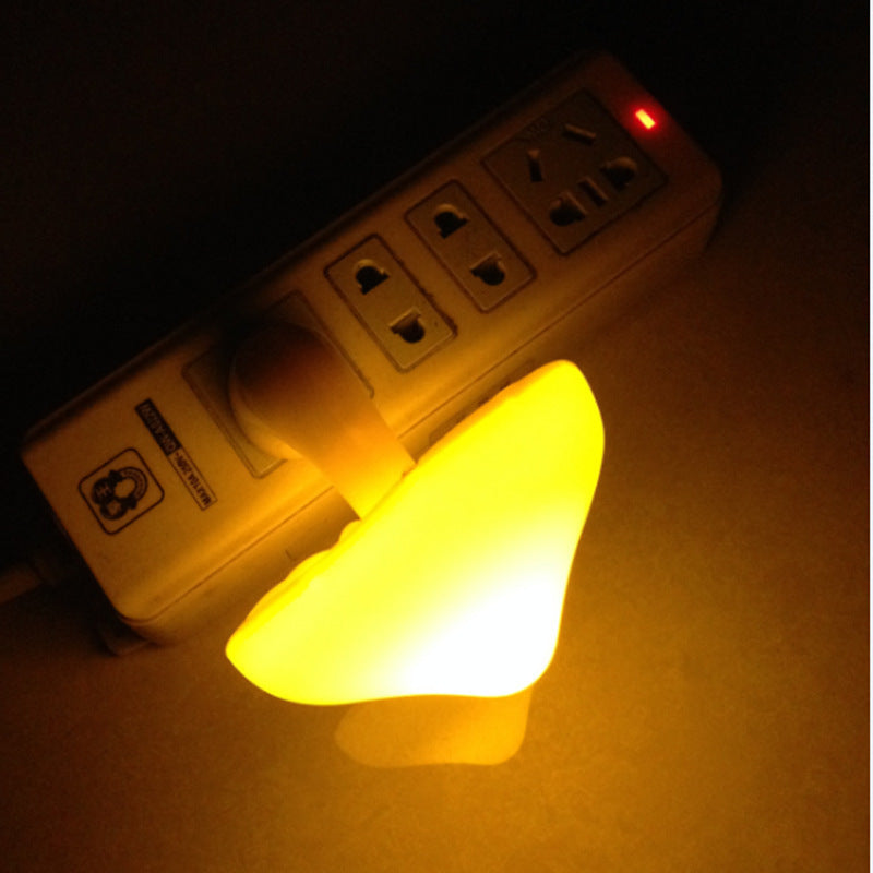 LED Night Light Mushroom Wall Socket Lamp - EU US Plug Warm White Light-control Sensor Bedroom Light Home Decoration