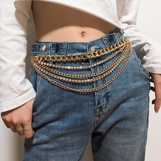 Summer Hot Pants Chain - Multilayer Chain Gold Fashion Jeans Hip Hop Punk Street