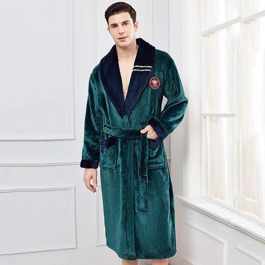 Winter Flannel Lovers - Robe Gown Elegant Solid Casual Sleepwear