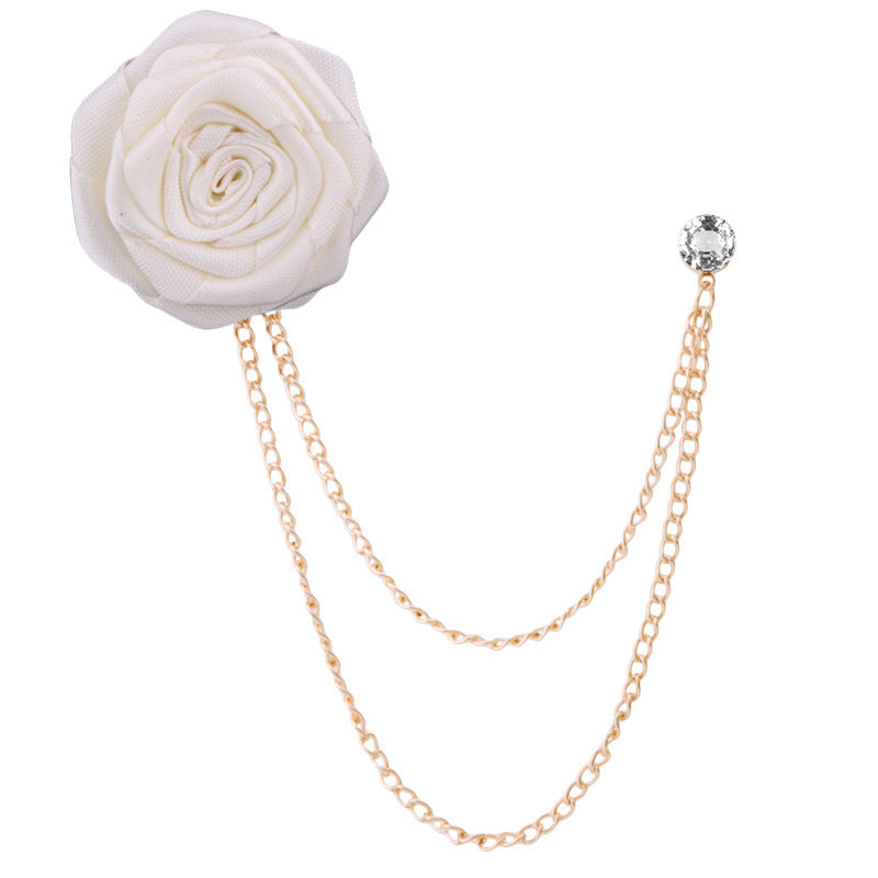 🌹Handmade Rose Brooch with Tassel – Elegant Unisex Suit Pin