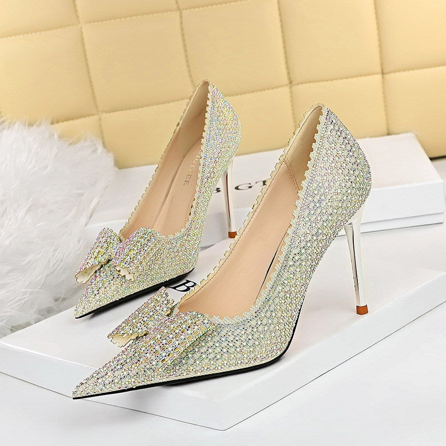 Sweet Women's Princess Wedding Shoes - Thin High Heels Shallow Mouth