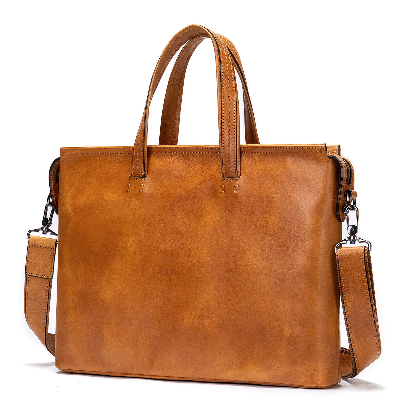 Vintage Men's Leather Briefcase - Fashionable Business 14 Inch Computer Handbag