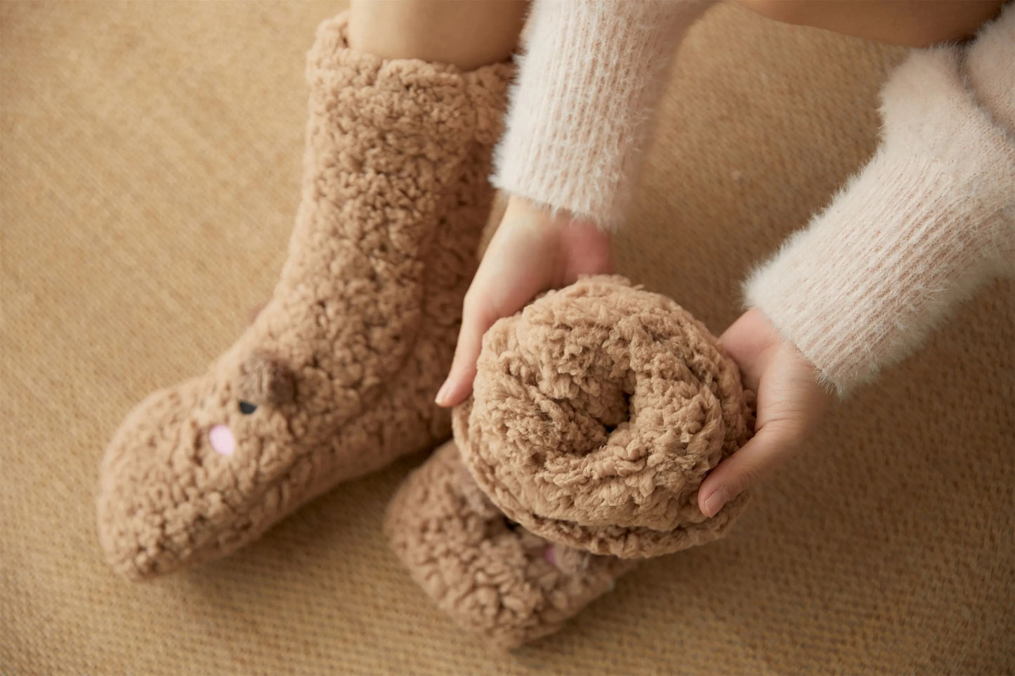 Cartoon Winter Thick Polyester Fleece Fluffy Microfiber Women Fuzzy Socks - Funny Fuzzy Dog Slipper Socks For Women