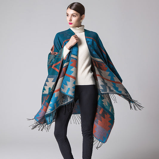 Indian Geometric Diamond Long Thick Cashmere Shawl