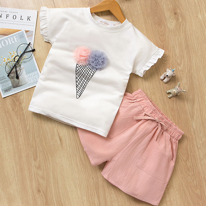 Stylish Babies/Girls Sets - New Short Sleeve T-Shirt & Pants Dress