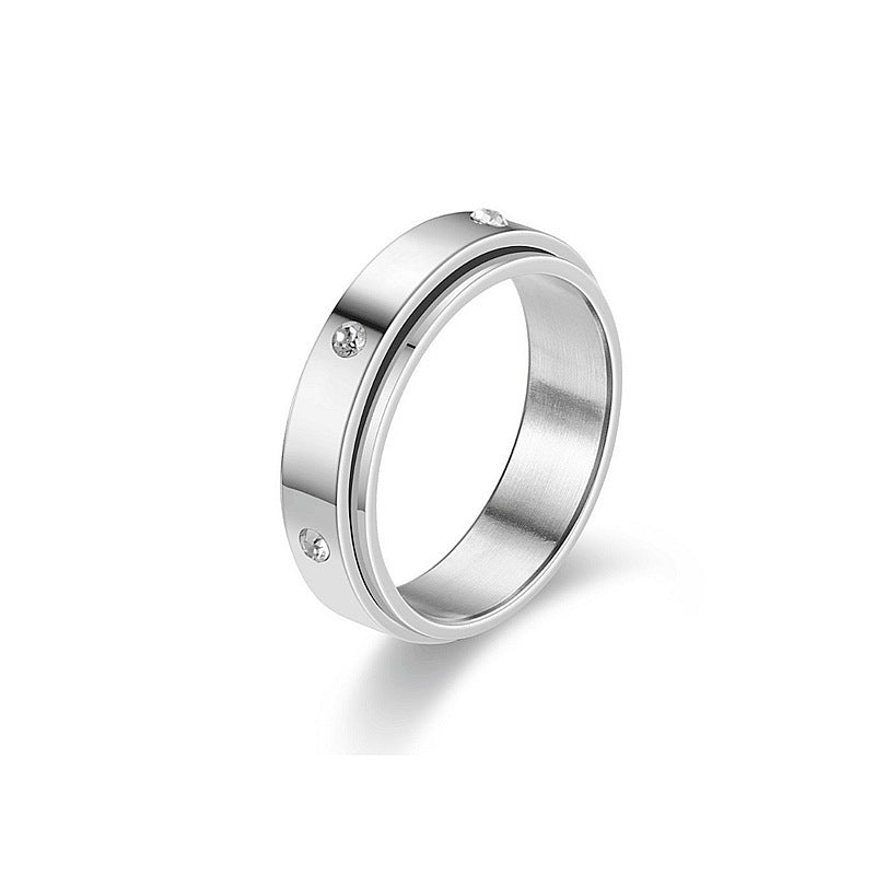 Stainless Steel Rotatable Spinner Ring - Moon Stars Relieve Anxiety Rings