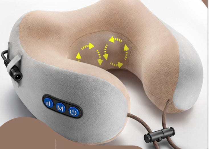 Gold U-type Massage Pillow - Multi-function Shoulder Cervical Car Neck Guard