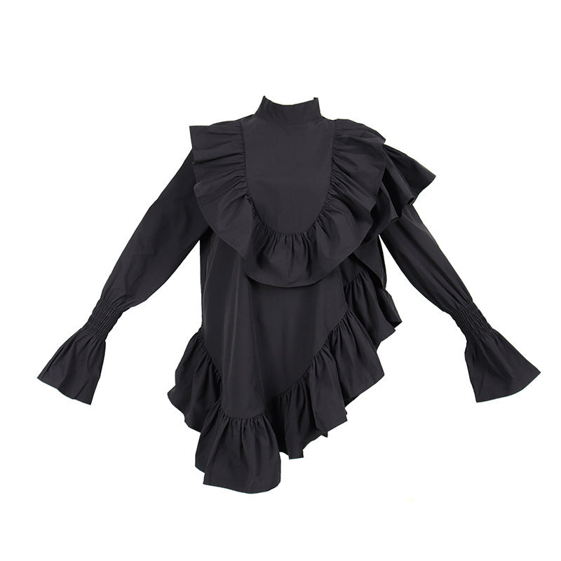 Full Flounce Long Sleeve Short Dress