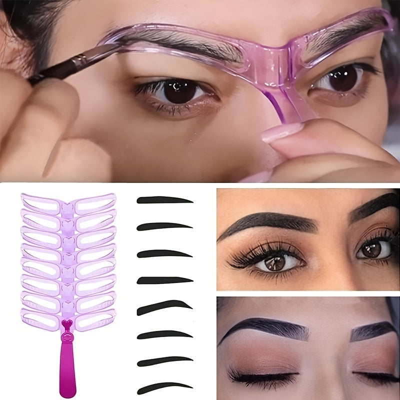 8pcs Eyebrow Stencils - Eyebrow Shaping Kit, Eyebrow Template, 8 Styles Reusable Eyebrow Stencil With Handle