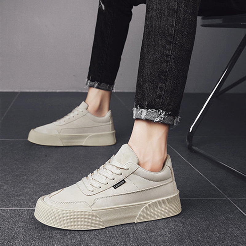Casual Board Flat Shoes - Men Breathable Thick-soled Lace-up Sneakers For Walking Running