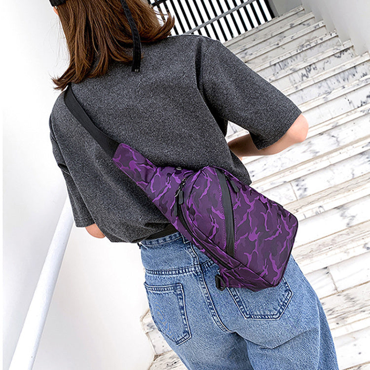 Camouflage Chest Bags - Men Crossbody Bag With Headphone Hole