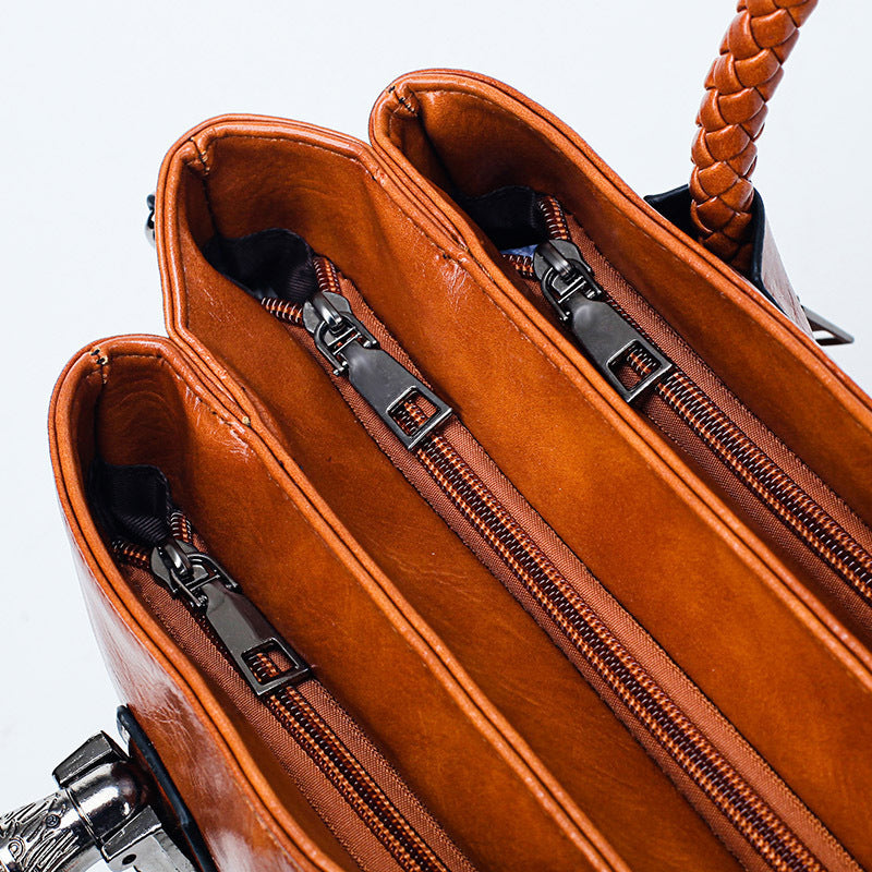 Vintage Oil Wax Leather Luxury Handbags - Women's Bags