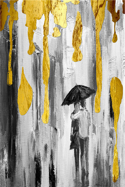 Nordic Gold Grey Abstract Canvas Art – Modern Frameless Oil Painting Poster