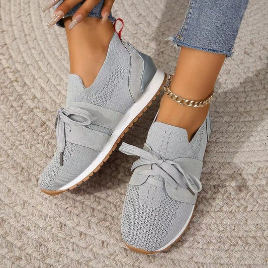 Lace-Up Mesh Flats Shoes for Women