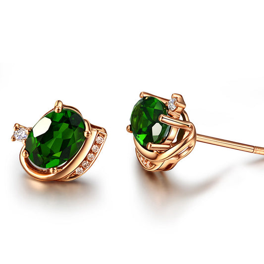 Emerald Treasure Stud Earrings – Vintage Green Tourmaline Crystal for Women!