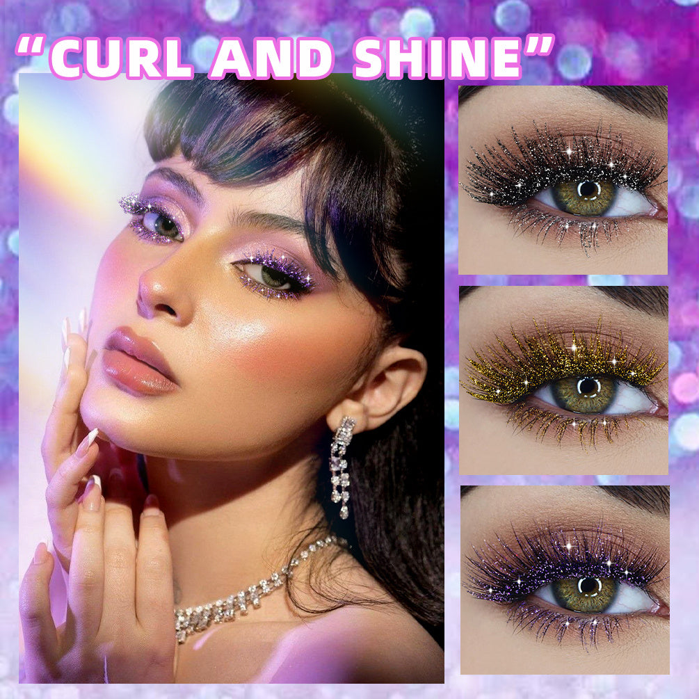 Violet Glitter Lash Mascara - Curling Extension Fast Dry Sequins Eye Black
