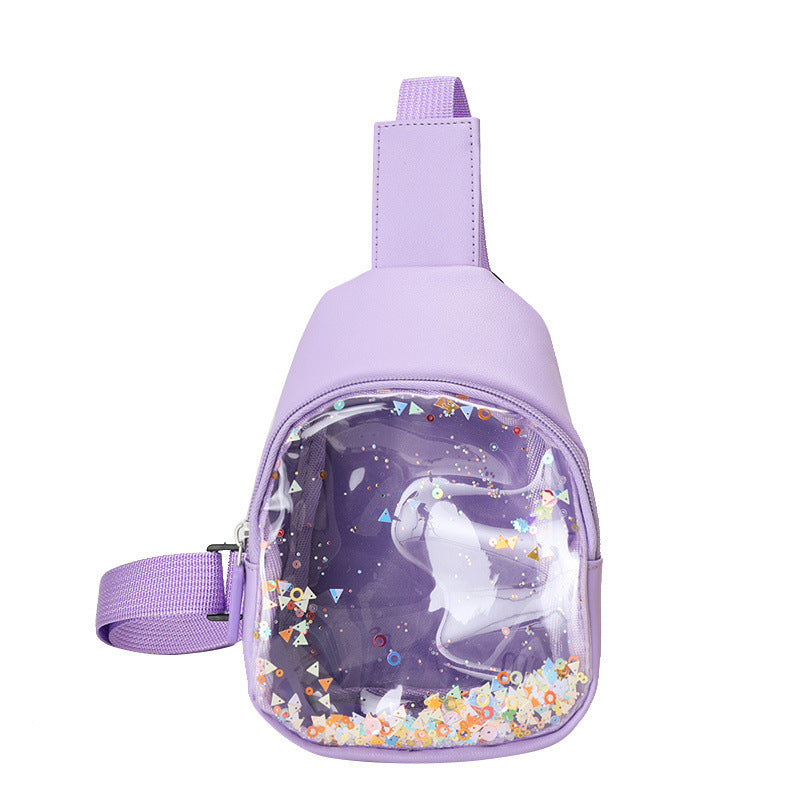 PU Leather Children's Chest Bag -  Quicksand Lightweight Children's Trendy Cool Shoulder Bag