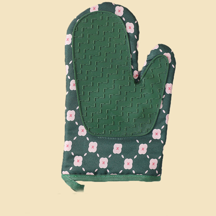 Insulation Gloves Oven Mitts - Anti-Scalding Non-Slip Kitchen Heat Resistant Thickened Cotton Heat Insulation Oven Gloves