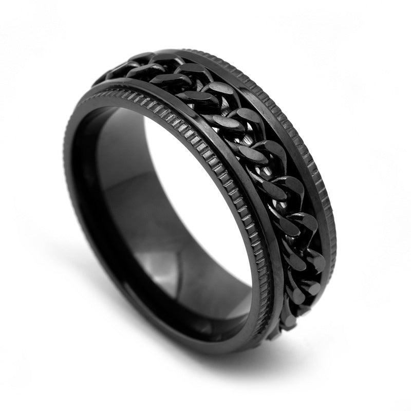 Mens Stainless Steel Spinner Rings - Men Cool Fidget Band