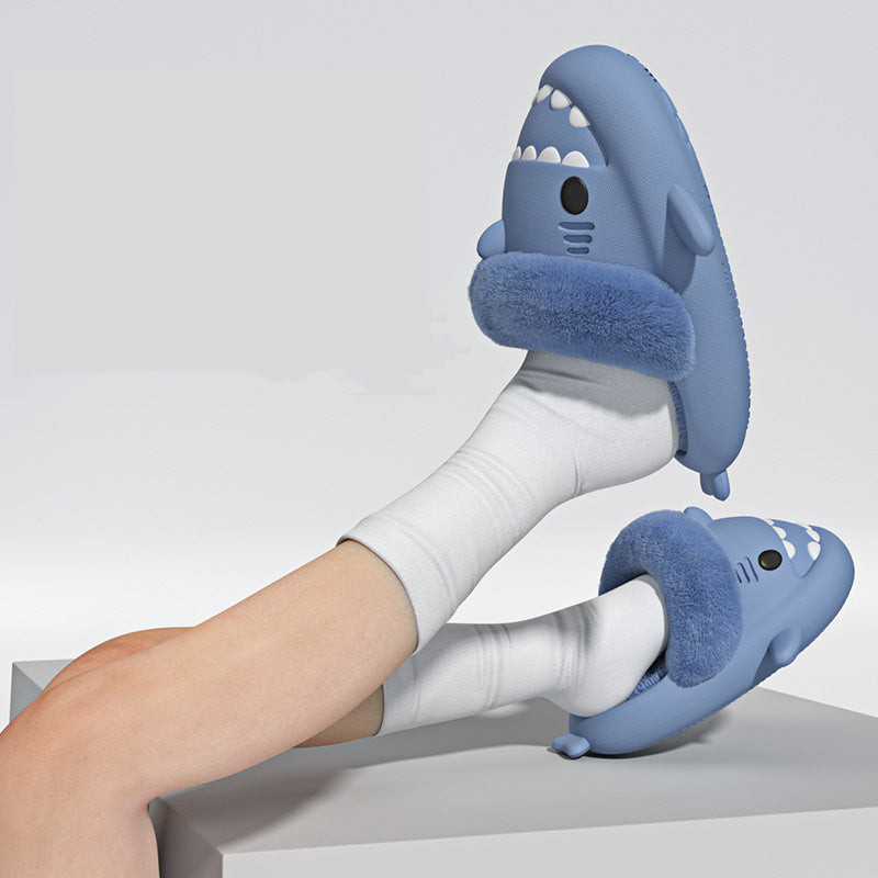 Winter Shark Slippers - Detachable Warm Fuzzy Slippers Bedroom House Shoes Women