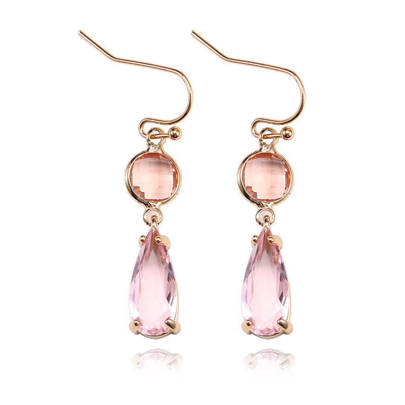 Geometric K9 Crystal Pendant Earrings – Copper Edging, Korean Style!