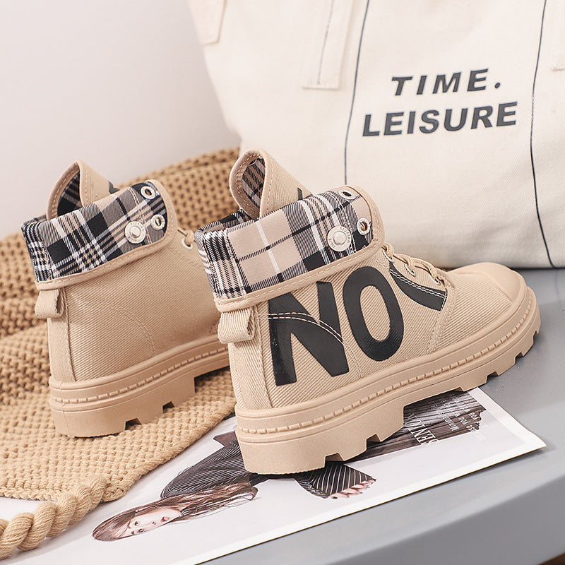 High-top Girls Canvas Short Boots