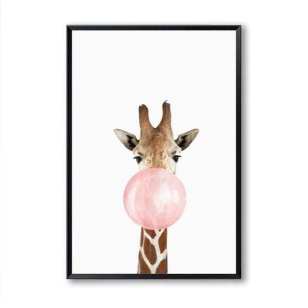 Nordic Simplicity Cute Animal Canvas Painting – Koala, Zebra, Giraffe &amp; Fawn (Frameless Decorative Art)