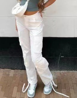 Street Hip-hop Trousers With Pockets - Low Waist Overalls Fashion Casual Cargo Pants