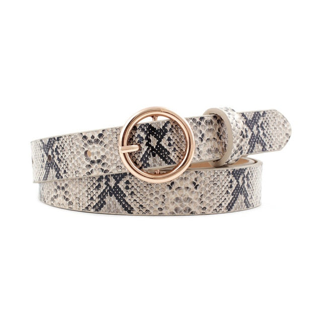 Fashion Round Button Animal Skin Belt - Leopard Zebra Snake Belt