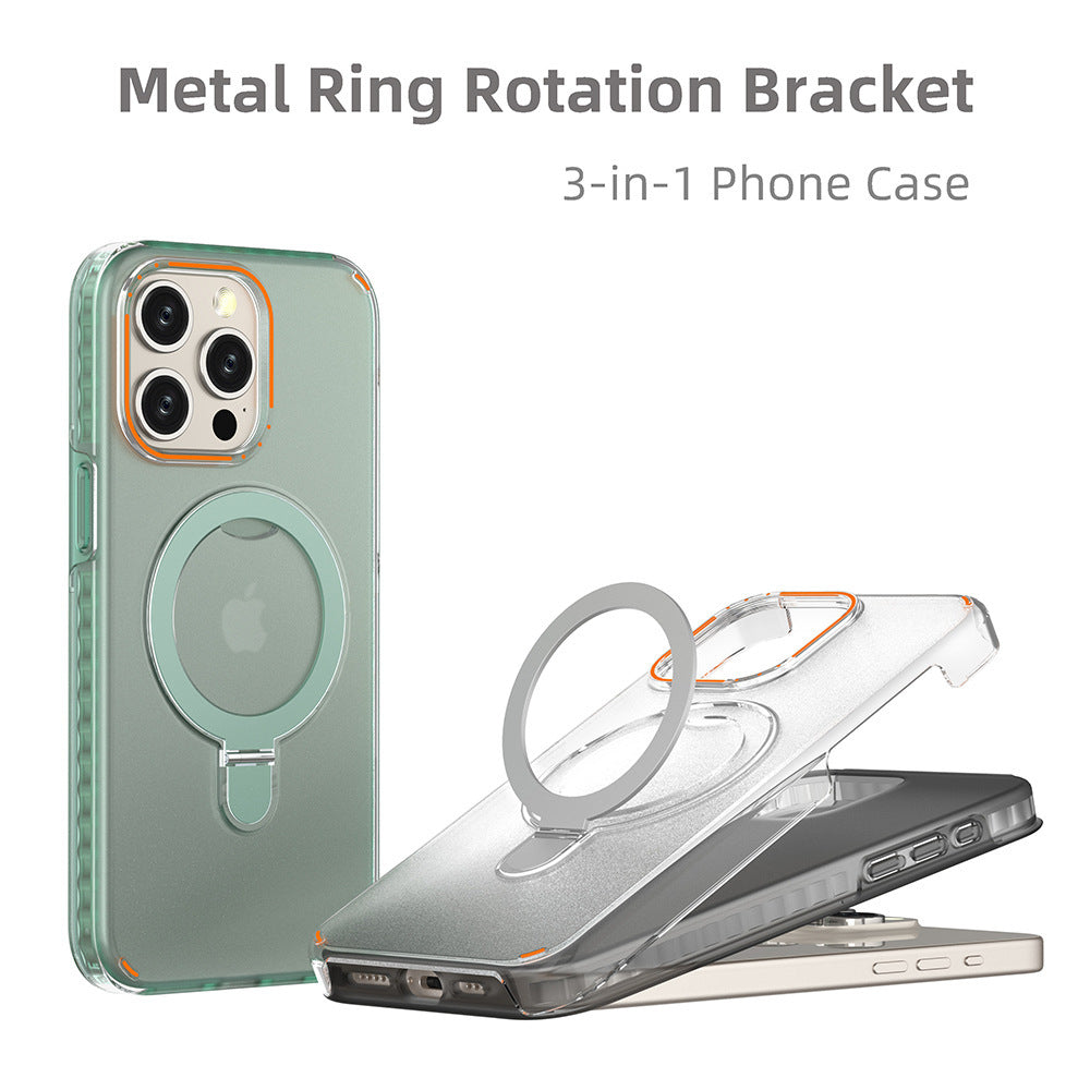 New Colorful Magnetic Bracket Phone Case With Holder Stand - Cover For Magesafe Magnetic Transparent Wireless Charge Case For Phone