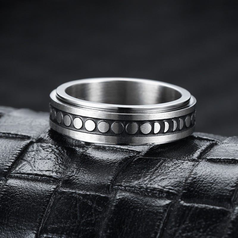 Stainless Steel Rotatable Spinner Ring - Moon Stars Relieve Anxiety Rings