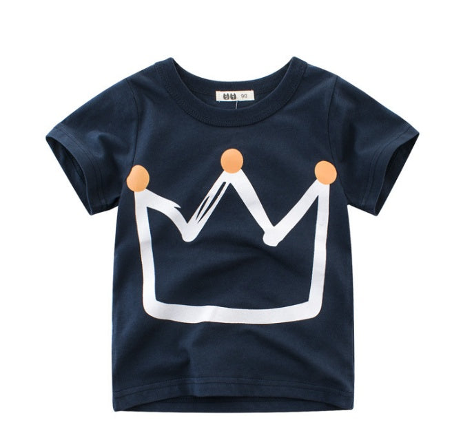 Trendy Summer Boys’ T-Shirt – Hello Dino Cotton Tee ☀️ Children's Wear Summer New Korean Children's Boys Cotton T-shirt Men's Treasure In Children's Short Sleeves - JumoShop