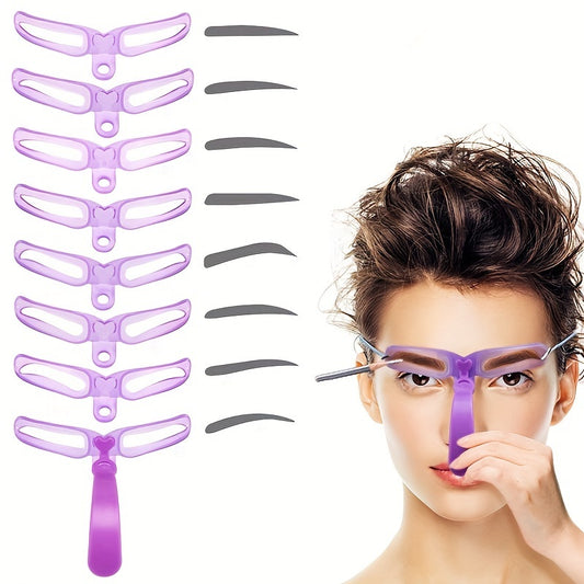 8pcs Eyebrow Stencils - Eyebrow Shaping Kit, Eyebrow Template, 8 Styles Reusable Eyebrow Stencil With Handle
