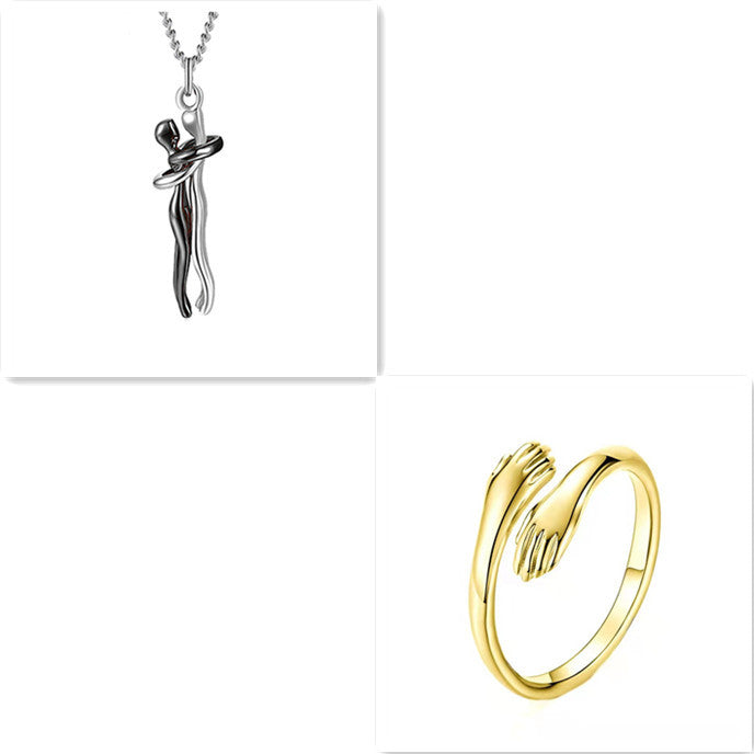 Love Hug Necklace - Unisex Men Women Couple Jewelry Chain Valentines Day Lover Gift
