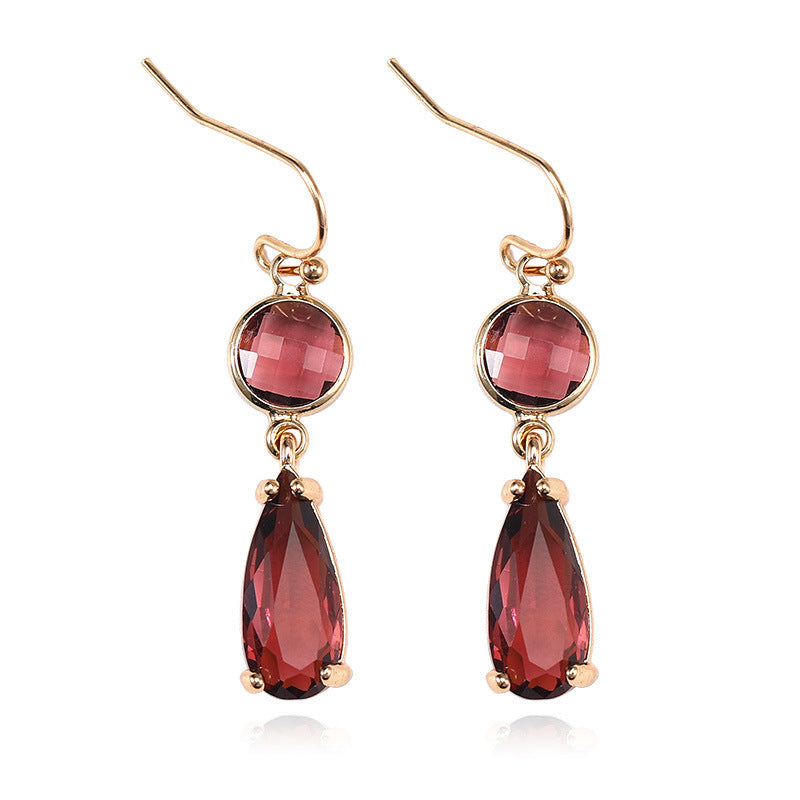 Geometric K9 Crystal Pendant Earrings – Copper Edging, Korean Style!