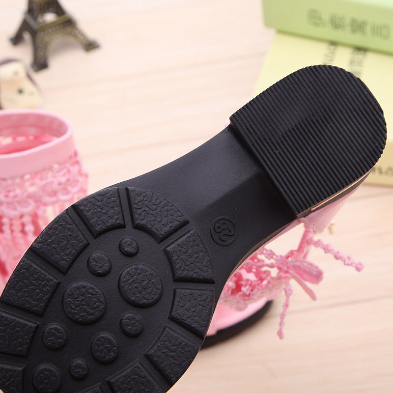High Ankle Fringe Girls Shoes