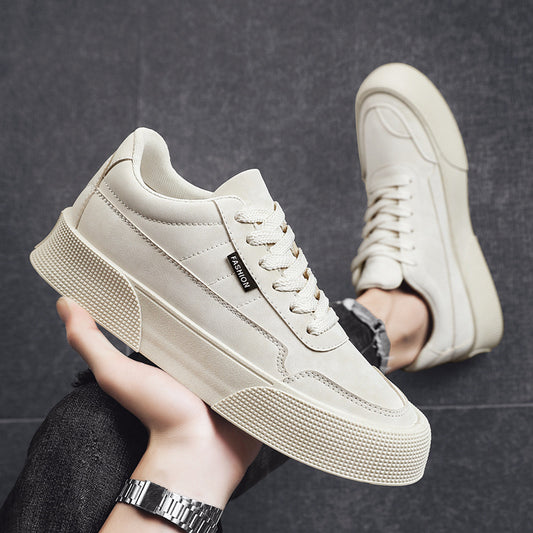 Casual Board Flat Shoes - Men Breathable Thick-soled Lace-up Sneakers For Walking Running