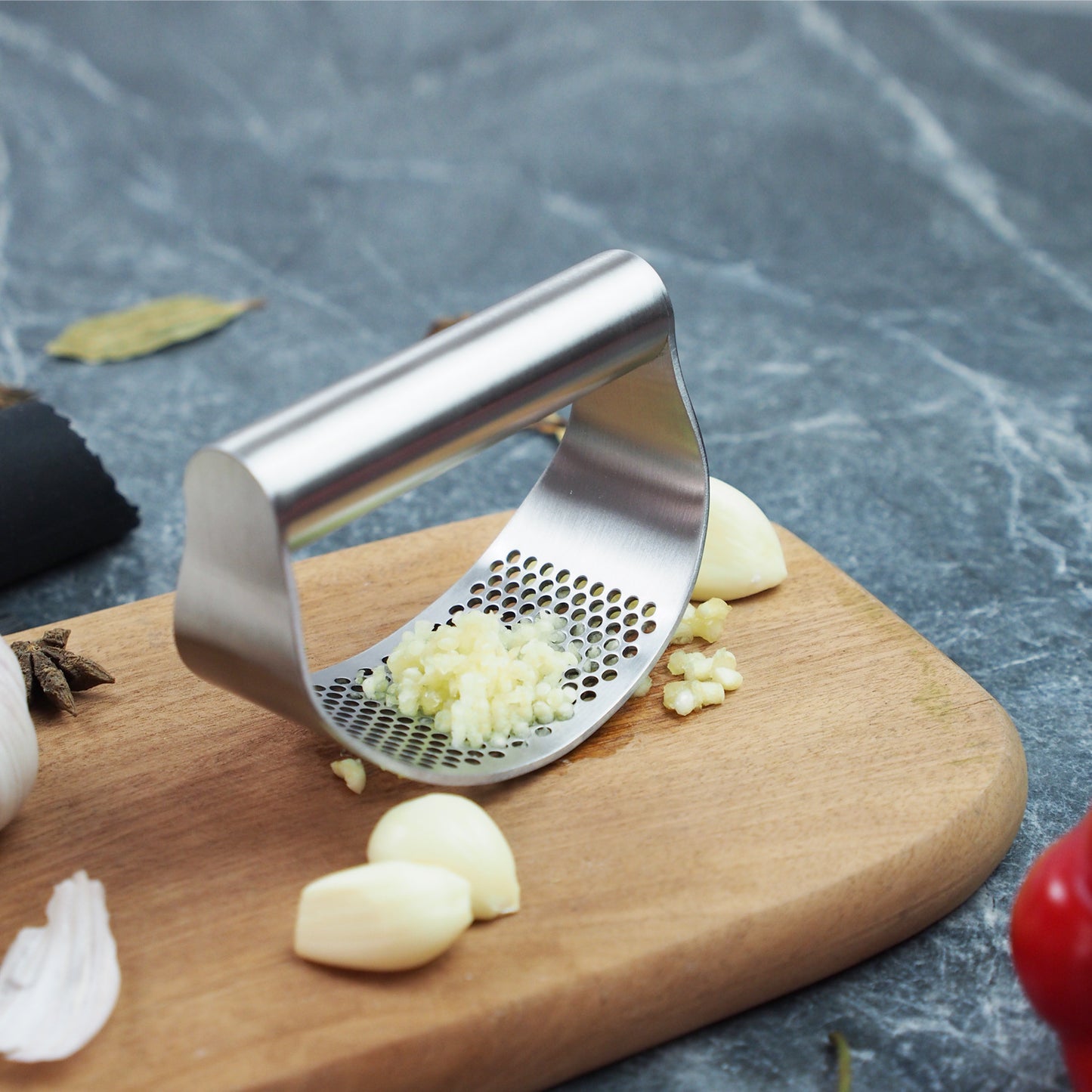 Upgraded Stainless Steel Garlic Press Squeezer – Manual Rocker Garlic &amp; Ginger Crusher! - JumoShop