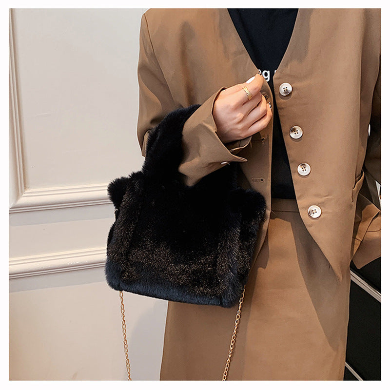 Winter Bags Chain Plush Handbag -- Totes Women Shoulder Bag