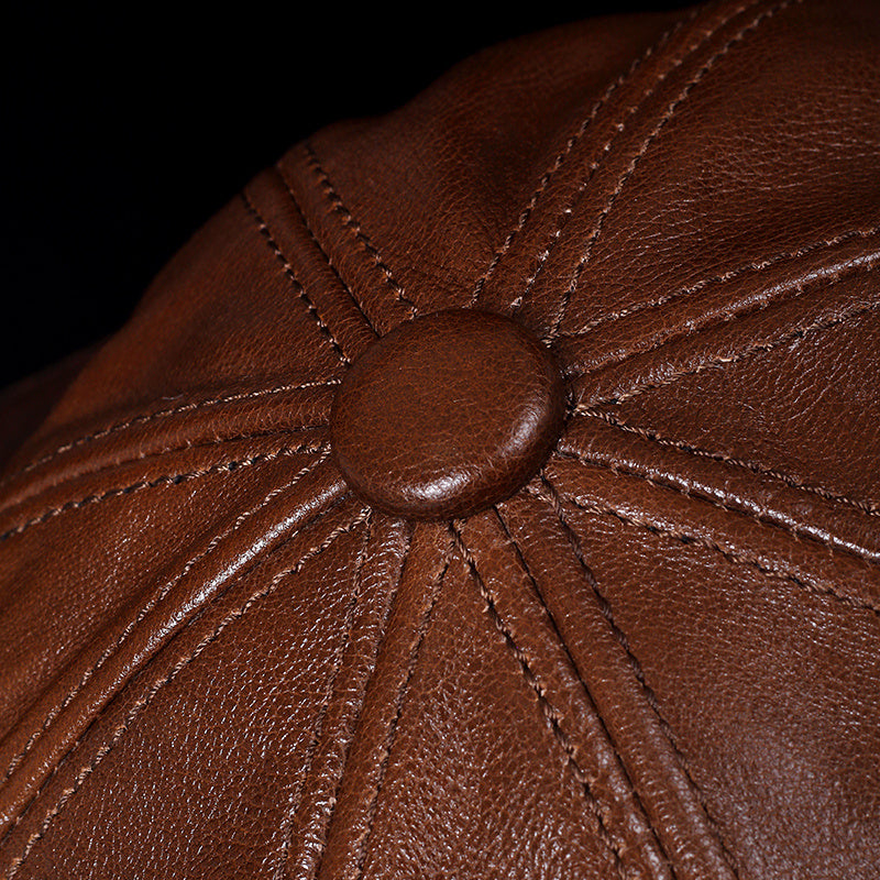 Dome Top Layer Cowhide Octagonal Men's Hat