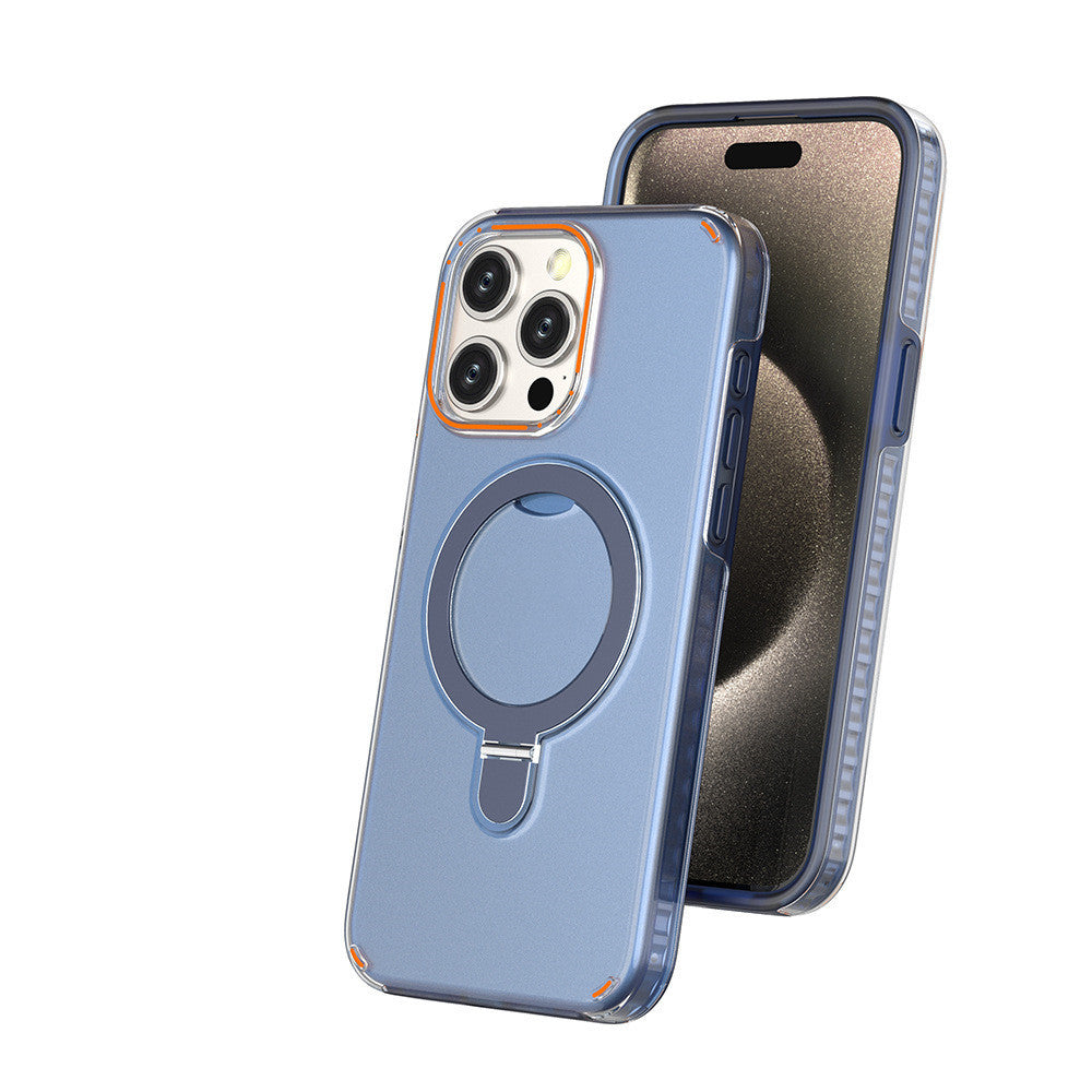 New Colorful Magnetic Bracket Phone Case With Holder Stand - Cover For Magesafe Magnetic Transparent Wireless Charge Case For Phone