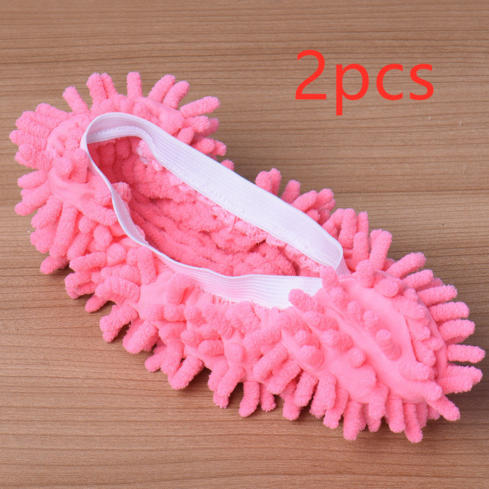 2pcs Set Multifunctional Chenille Micro Fiber Slipper Shoe Covers