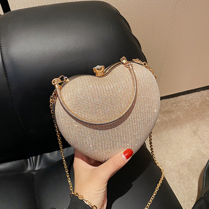 New Fashion Chain Crossbody Bag - Handheld Peach Heart Bag