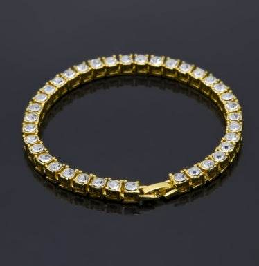 Tin Alloy Gold Color Iced Bracelet - Men's Hip Hop Chain Street Rock Jewelry
