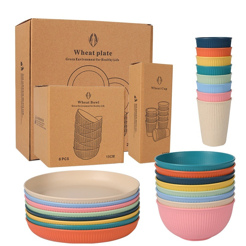 Wheat Straw Vertical Grain Bowl Saucers 4 Pack