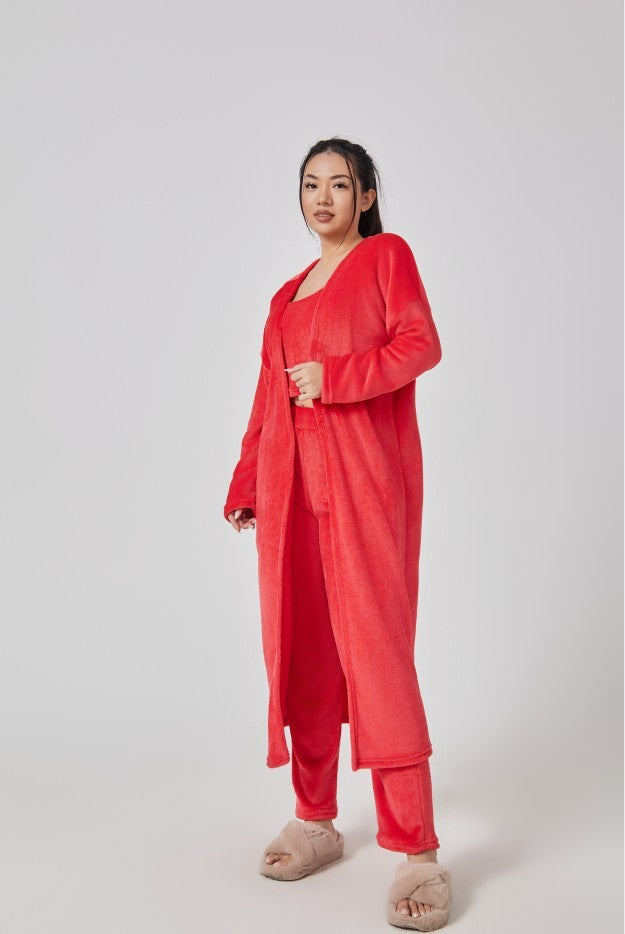 Cozy 3 Piece Lounge Wear Pajama Set - Cute Loungewear, Warm Suit Sets, Matching Set, Lounge Set, 3 Piece Pant Sets, Women Winter Dress