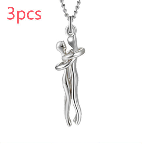 Love Hug Necklace - Unisex Men Women Couple Jewelry Chain Valentines Day Lover Gift