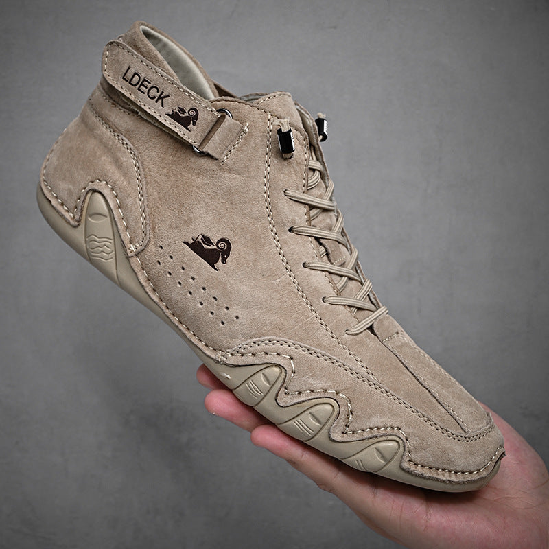 Men's Ankle Boots - Autumn Winter Suede Velcro Shoes Fashion Lace-up Sneakers