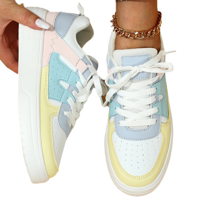 Trendy Fashion Platform Sneakers - Soft Bottom Comfortable Lace-up Outdoor Casual Flat Shoes