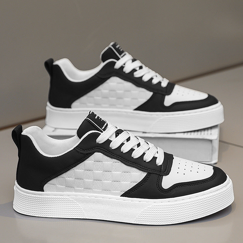 Casual Lace-up Sneakers - Men's Fashion Breathable Plaid Flats Shoes